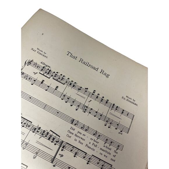 1911 That Railroad Rag Large Sheet Music Nat Vincent Ed Bimberg - Picture 2 of 8